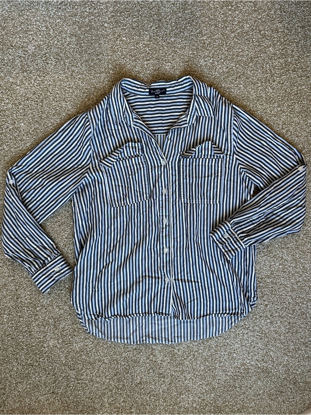 Velvet Heart Blue & White Striped Button-Down Shirt